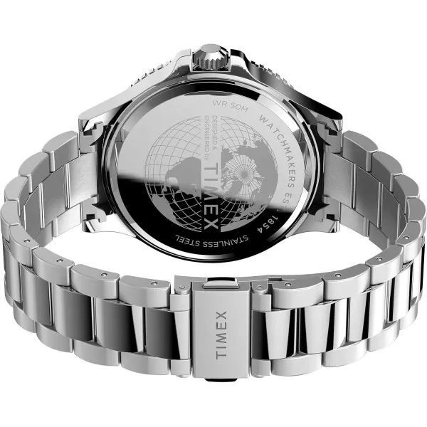 Timex Mens Harborside Multifunction 43mm WatchSilverBlue