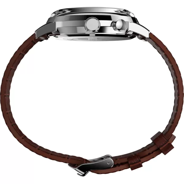 Timex Mens Marlin Moon Phase 40mm Watch  Brown Strap Green Dial Stainless Steel Case