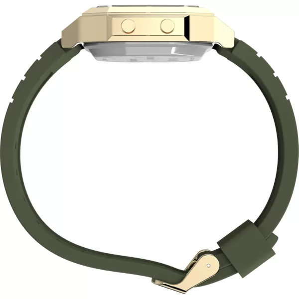 Timex Unisex Activity Tracker 40mm Watch  Black Strap Digital Dial GoldTone Case
