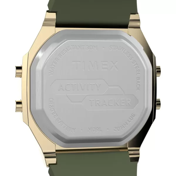 Timex Unisex Activity Tracker 40mm Watch  Black Strap Digital Dial GoldTone Case
