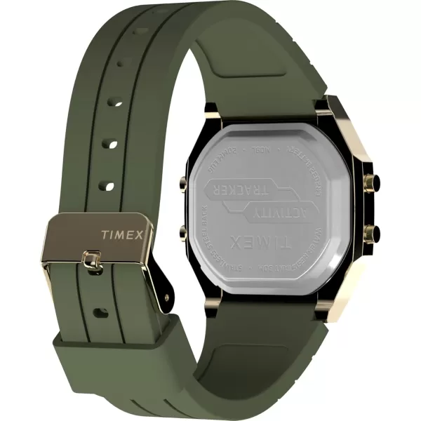 Timex Unisex Activity Tracker 40mm Watch  Black Strap Digital Dial GoldTone Case