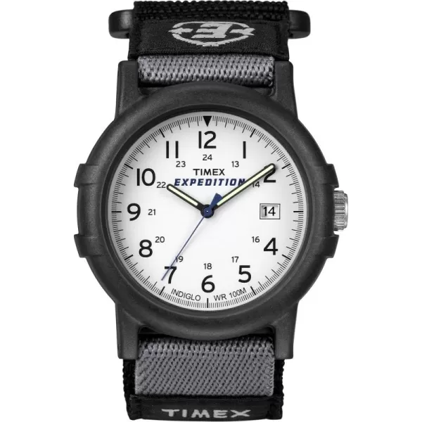 Timex Mens Expedition Camper NylonLeather Strap WatchBlackWhite Fast Wrap