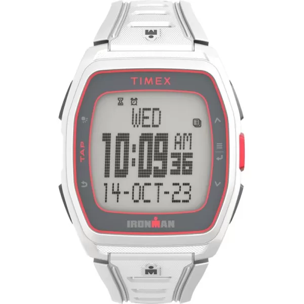 Timex Unisex Ironman T300 42mm Watch  White Strap Digital Dial White CaseWhiteDigitalWhite