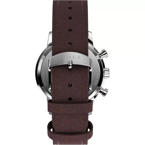 Timex Mens Marlin 40mm Watch  Brown Strap Rose GoldTone Dial Stainless Steel Case