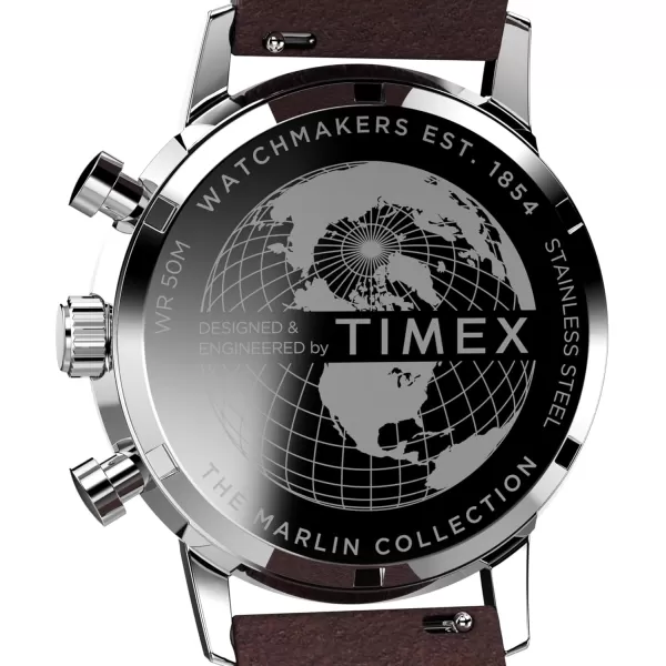Timex Mens Marlin 40mm Watch  Brown Strap Rose GoldTone Dial Stainless Steel Case