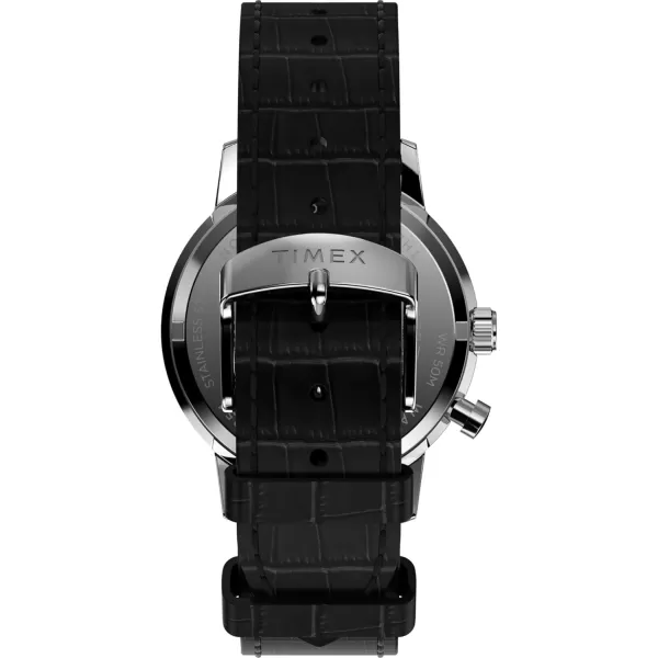 Timex Mens Marlin Moon Phase 40mm Watch  Black Strap Blue Dial Stainless Steel Case