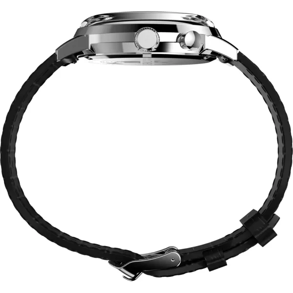 Timex Mens Marlin Moon Phase 40mm Watch  Black Strap Blue Dial Stainless Steel Case