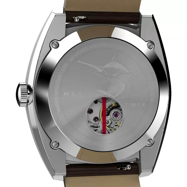 Timex Mens Marlin SubDial Automatic 39mm WatchBrownSilverTone