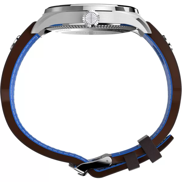 Timex Mens X Pan Am Chronograph 42mm WatchBrownBlueStainless Steel