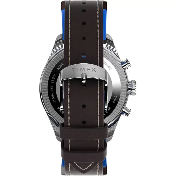 Timex Mens X Pan Am Chronograph 42mm WatchBrownBlueStainless SteelChrono