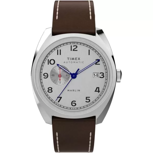 Timex Mens Marlin SubDial Automatic 39mm WatchBrownSilverTone