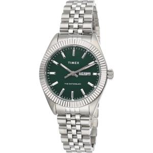 imageTimex Mens Waterbury Legacy DayDate 41mm Watch  Green Dial with Stainless Steel Case ampamp Bracelet