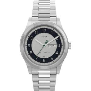 imageTimex Mens Waterbury Traditional DayDate 39mm Watch  SilverTone Case ampamp Dial with Stainless Steel Bracelet