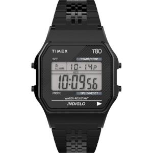 imageTimex T80 34mm Watch with Stainless Steel BraceletBlackDigital GrayBlack