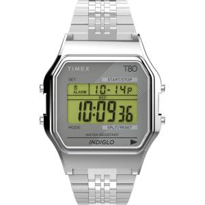 imageTimex T80 34mm Watch with Stainless Steel BraceletStainless SteelDigital GraySilverTone