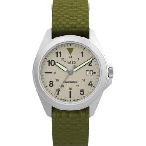 imageTimex Unisex Expedition Field 36mm Watch  Green Strap Dial SilverTone CaseGreenSilverToneNatural