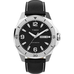 imageTimex Mens Essex 46mm Watch  Black Link Bracelet Black Dial SilverTone CaseBlackSilverToneBlue
