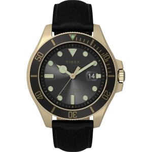 imageTimex Mens Harborside Coast 43mm Watch with SilverTone Case ampamp Stainless Steel BraceletBlackBlackGoldTone