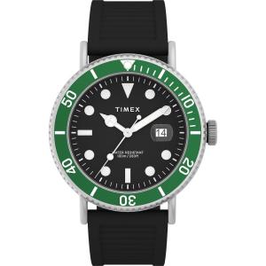 imageTimex Mens Harborside Coast 43mm Watch with SilverTone Case ampamp Stainless Steel BraceletBlackBlackSilverToneGreen