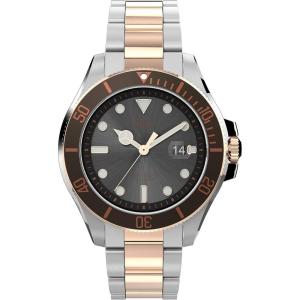 imageTimex Mens Harborside Coast 43mm Watch with SilverTone Case ampamp Stainless Steel BraceletTwoToneBlackTwoTone