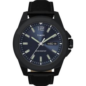 imageTimex Mens Essex Avenue DayDate 44mm Quartz WatchBlackBlueBlack