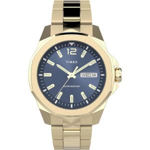imageTimex Mens Essex Avenue DayDate 44mm Quartz WatchGoldToneBlueGoldTone