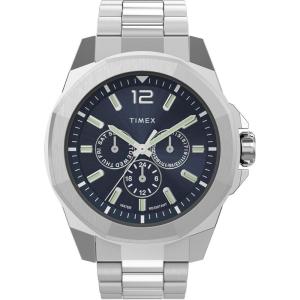 imageTimex Mens Essex Avenue DayDate 44mm Quartz WatchStainless SteelBlueSilverToneMulti