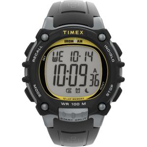 imageTimex Mens Ironman Triathlon Classic 10 44mm WatchBlackGrayDigital