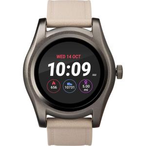 imageiConnect by Timex Classic Round Touchscreen Smartwatch with Heart Rate Notifications and TwoWay Bluetooth CallingBeigeGunmetal