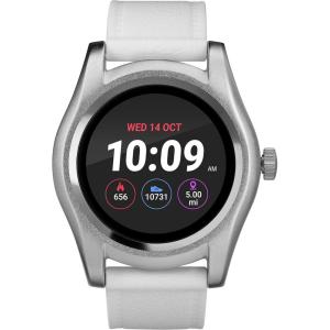 imageiConnect by Timex Classic Round Touchscreen Smartwatch with Heart Rate Notifications and TwoWay Bluetooth CallingWhiteSilverTone