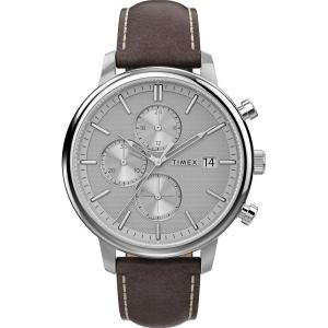 imageTimex Mens Chicago Chronograph 45mm WatchDark BrownSilverTone