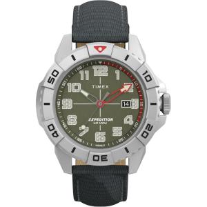 imageTimex Mens Expedition North Ridge 42mm Watch  Black Strap Green Dial SilverTone Case
