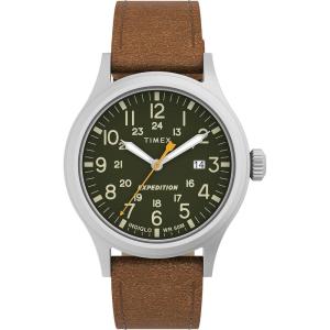 imageTimex Expedition Scout 40mm Mens Analog Watch  INDIGLO Backlight and Luminous Hands  Durable Comfortable Adjustable Strap  24 Hour Time  Rugged Outdoor Watch  50M Water ResistanceBrownGreenSilverTone