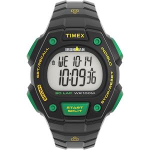 imageTimex Mens Ironman Triathlon Classic 30 41mm WatchBlackDigitalBlackGreen