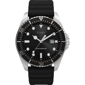 imageTimex Mens Dress 42mm WatchBlackSilverToneBlack