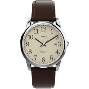 imageTimex Mens Easy Reader WatchBrownSilverToneCream38mm