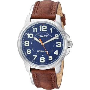 imageTimex Mens Expedition Metal Field Brown Leather Strap WatchBrownBlueSilverTone