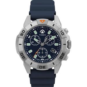 imageTimex Mens Expedition Ridge Chronograph 42mm Watch  Blue Strap Blue Dial IP Steel Case