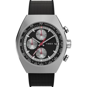 imageTimex Mens Legacy Tonneau Chronograph 42mm Watch  Black Strap Black Dial Stainless Steel Case