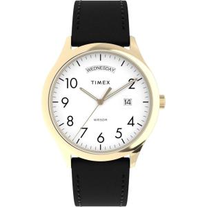 imageTimex Mens Modern Easy Reader 40mm Watch  Black Strap White Dial GoldTone Case
