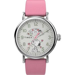 imageTimex x Peanuts Unisex Waterbury Standard 40mm WatchPinkSilverToneWhite