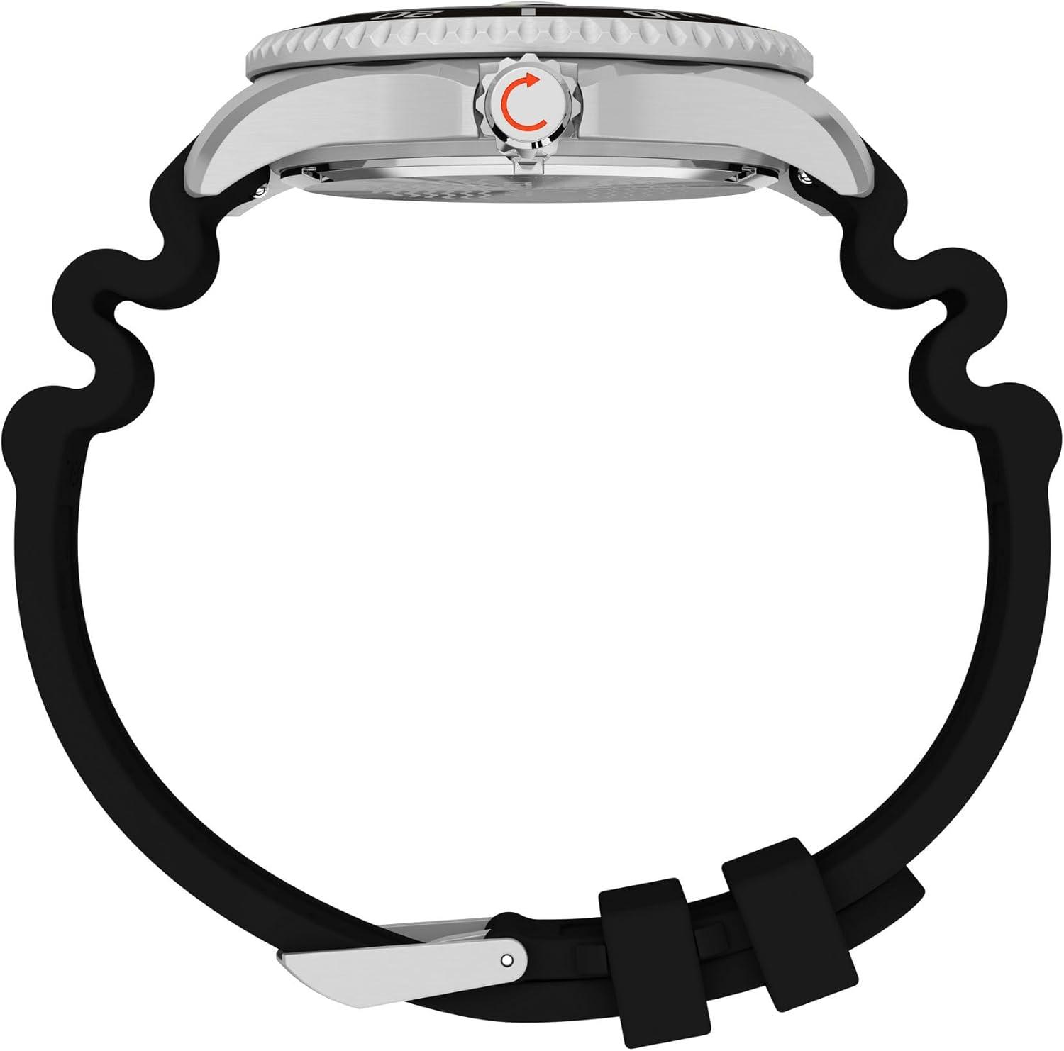 imageTimex Mens Deep Water Meridian 44mm WatchBlackStainless SteelBlack