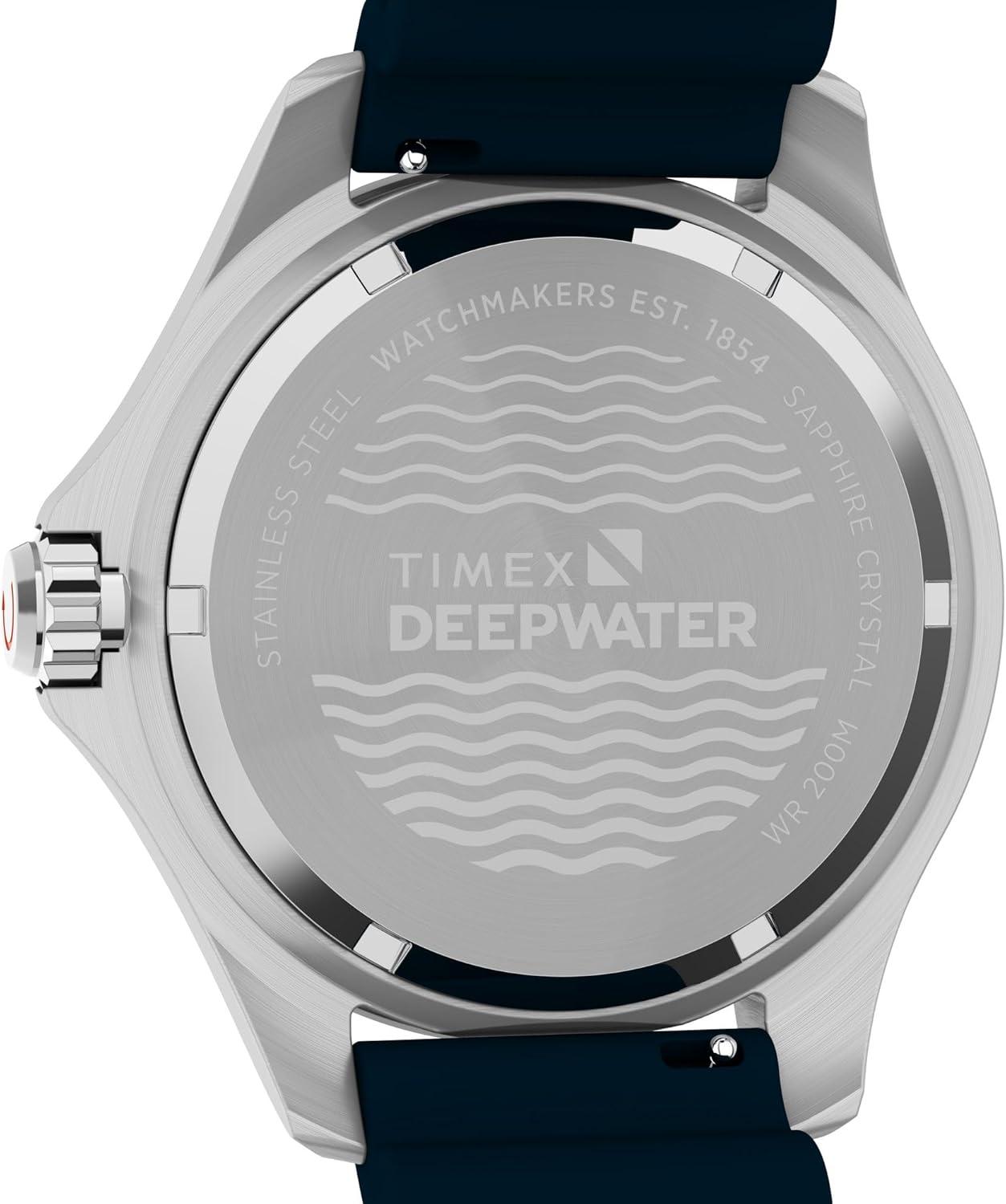 imageTimex Mens Deep Water Meridian 44mm WatchBlueStainless SteelBlue