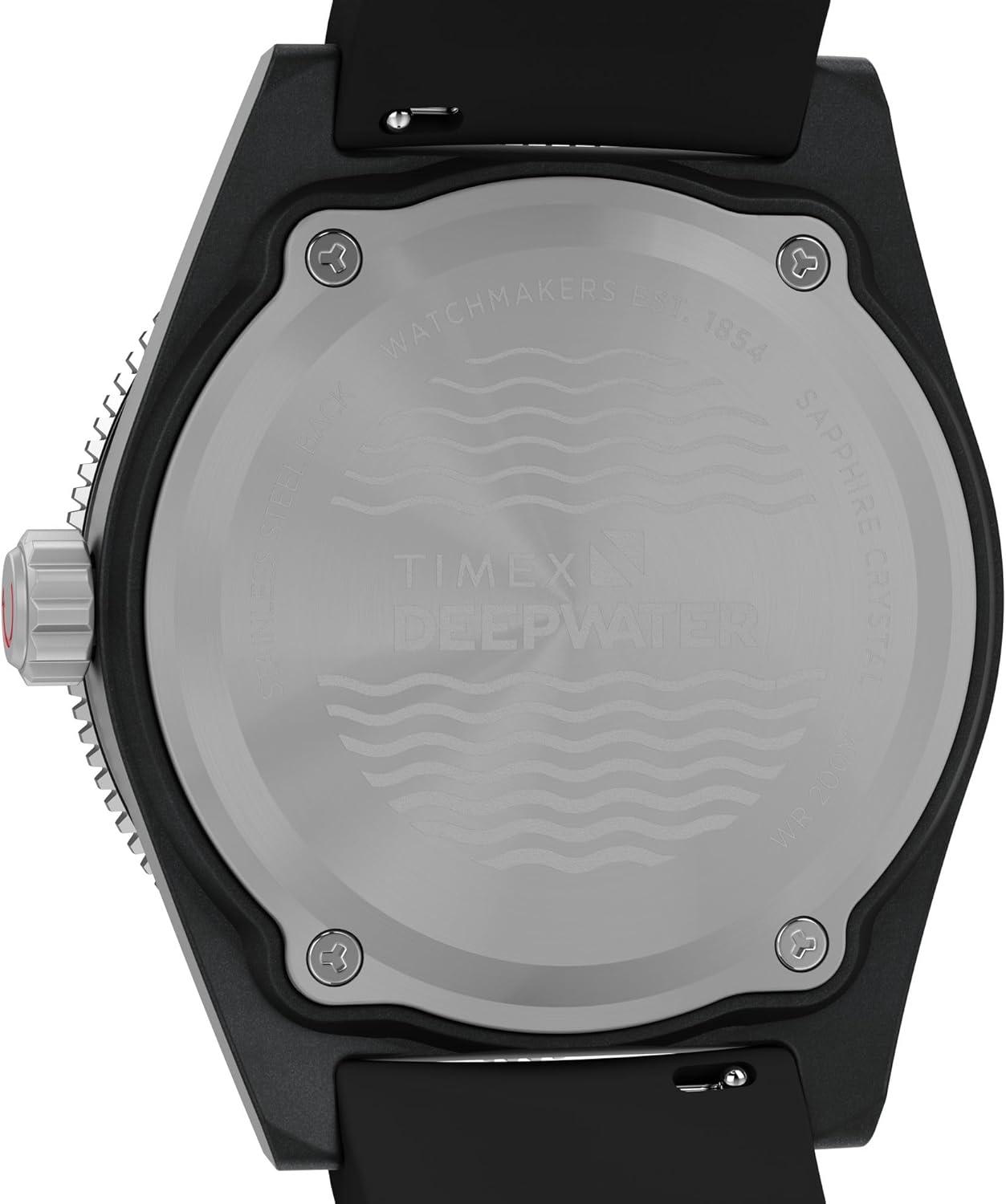 imageTimex Mens Deep Water Reef 41mm WatchBlackStainless SteelBlack