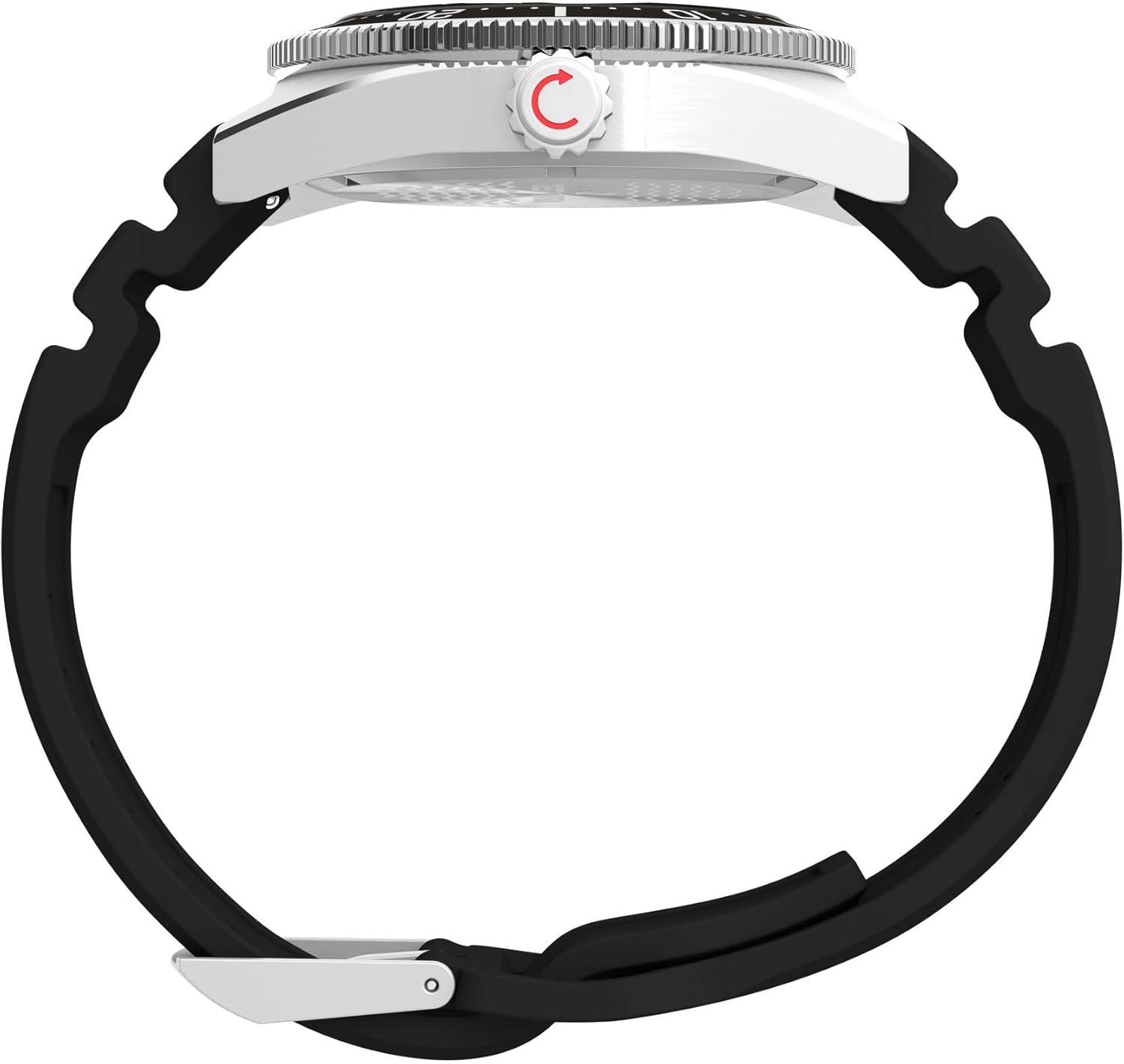 imageTimex Mens Deep Water Reef 41mm WatchBlackStainless SteelBlackRed