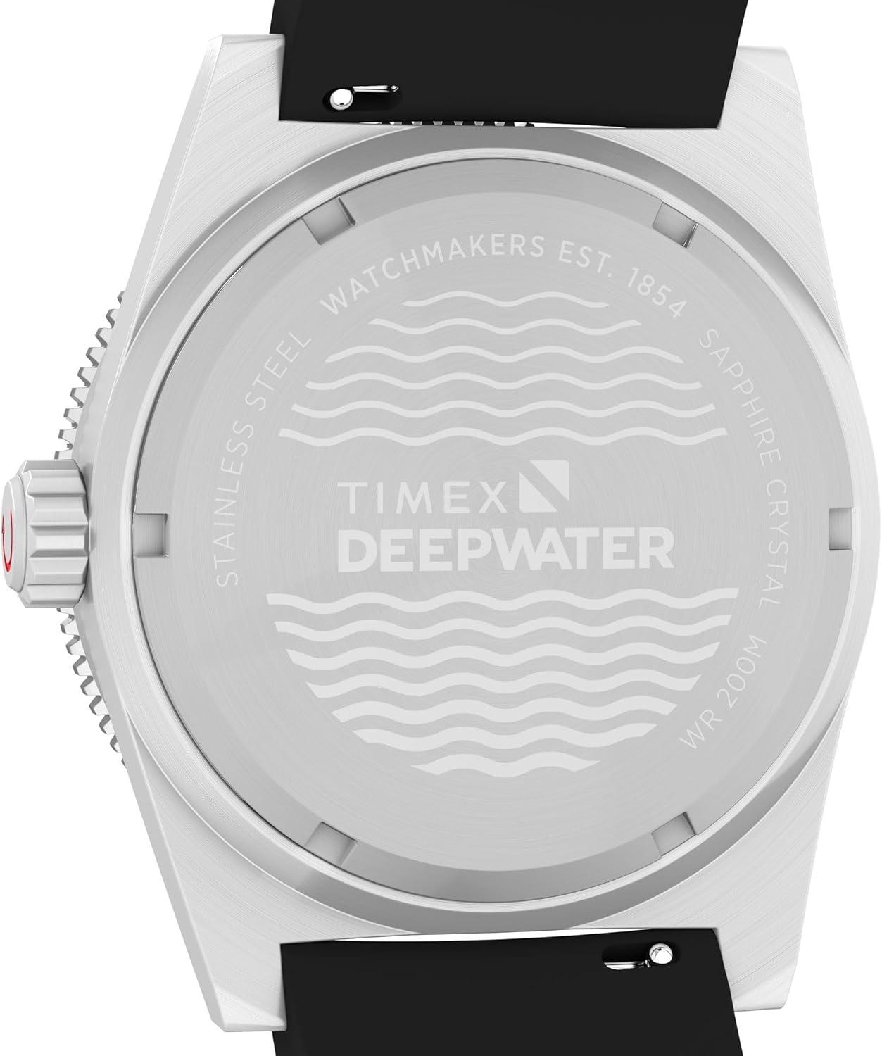 imageTimex Mens Deep Water Reef 41mm WatchBlackStainless SteelBlackRed
