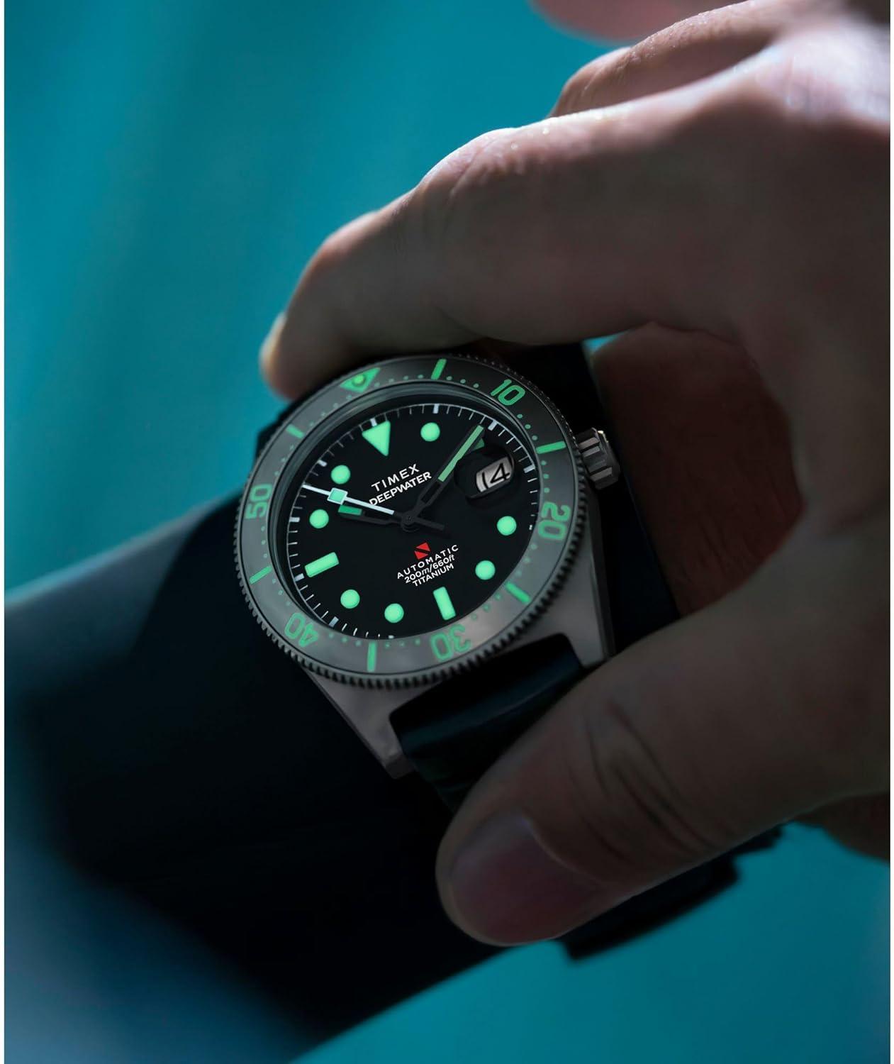 imageTimex Mens Deep Water Reef 41mm WatchBlackTitaniumBlackSilver