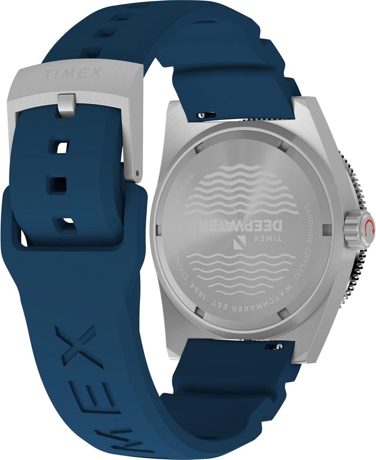 imageTimex Mens Deep Water Reef 41mm WatchBlueStainless SteelBlue