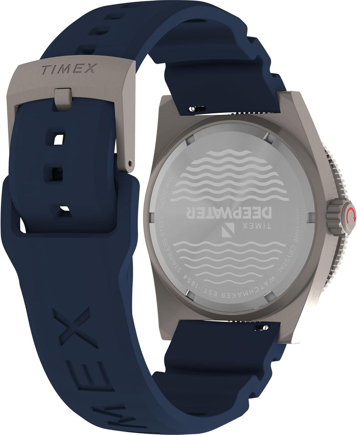 imageTimex Mens Deep Water Reef 41mm WatchBlueTitaniumBlack