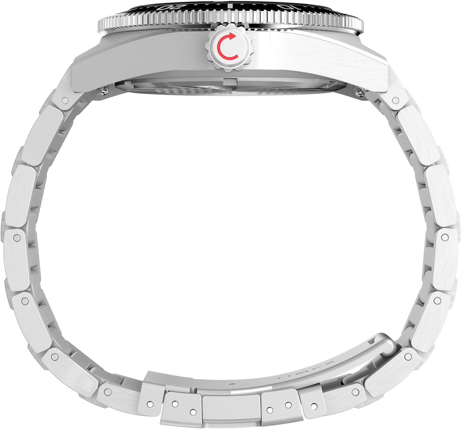 imageTimex Mens Deep Water Reef 41mm WatchStainless SteelStainless SteelBlackRed